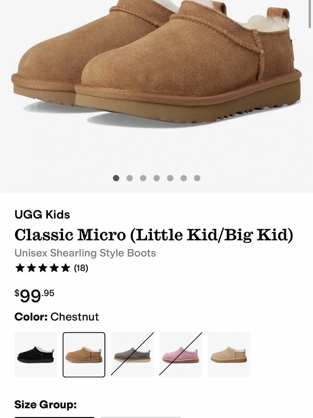 UGG Kids Slip-On Suede Mules in Chestnut